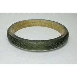 Vintage Green Lucite Bangle Bracelet Luminous Textured Size 7.75 Pretty